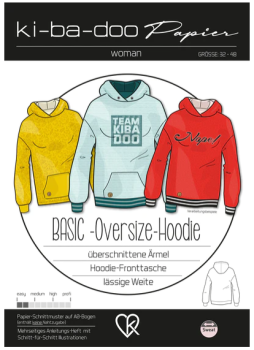 Papierschnittmuster Basic Oversize Hoodie Damen, ki-ba-doo